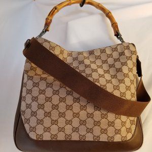 Gucci Bamboo Handle GG Monogram Shoulder Bag